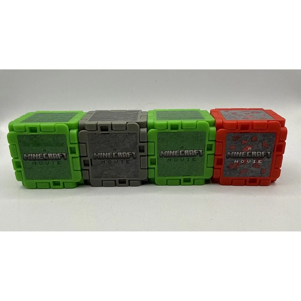 Lot (4) McDonald's Minecraft Movie Happy Meal Toy Blocks